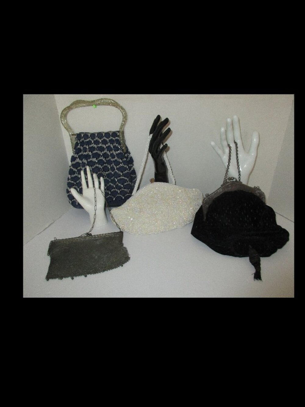 Lot of 4 Vtg 1900-1950's Handbags Edwardian Velvet Pouch, German Silver Mesh ++